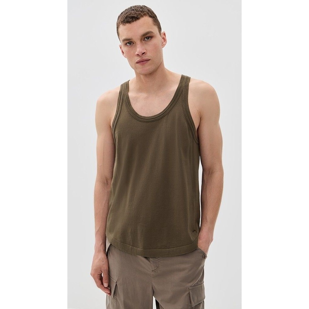 SIMKHAI Shirt Mens Medium Brown Green Pullover MICHEAL Tank $215